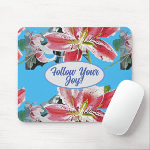 Red Rosa Lily Lillies blommigt Blue Din Joy Gel Mo Musmatta