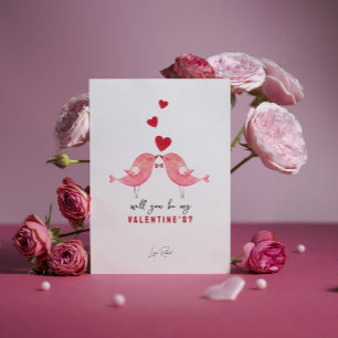 Red Rosa Minimalist Illustration Alla hjärtans dag Inbjudningar