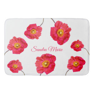 Red Rosa Modern Poppies Poppy Flower White Badrumsmatta