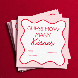 Red Rosa Möhippa Game Game Gissa hur många Kisses Tilläggskort