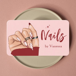 Red Rosa Nail Artist Salon Qr Code Affärskort Visitkort