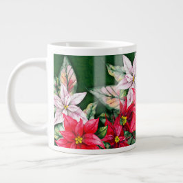 Red, Rosa och Salmon Poinsettias Jumbo Mugg