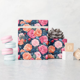 Red Rosa Orange Ro Mönster Chiffon Presentpapper