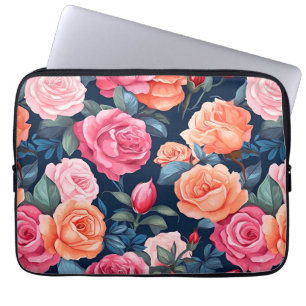 Red Rosa Orange Ro Mönster Design Laptop Fodral