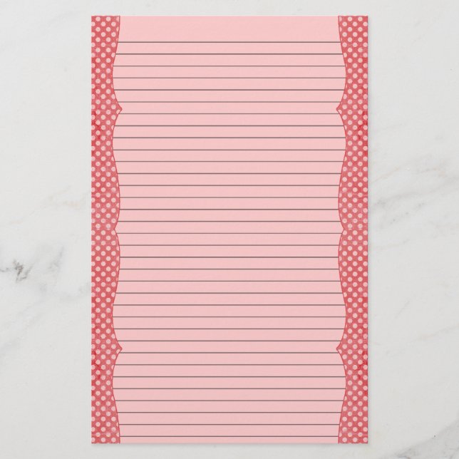 Red & Rosa Polka Dot Stationery - tillval linjer Brevpapper (Framsida)
