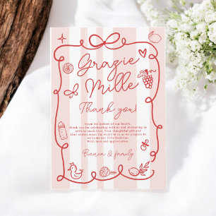Red Rosa Rand italiensk-Thated Ciao Baby Shower Tack Kort
