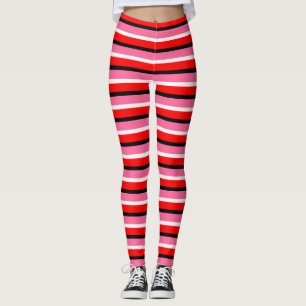 Red Rosa Rand Mönster Design Leggings