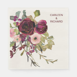 Red Rosa ros Blommigt Bröllop Pappersservett