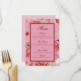 Red Rosa ros blommigt peony-blomma Meny