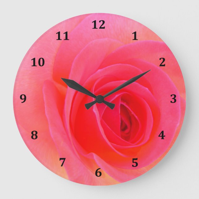 Red & Rosa ros Clock Stor Klocka (Framsida)