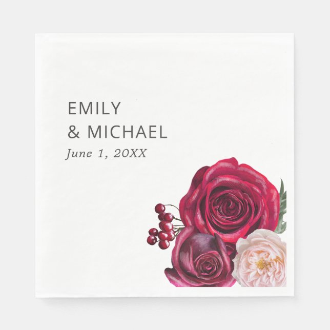 Red Rosa ros Cranbär Möhippa Pappersservett (Framsidan)