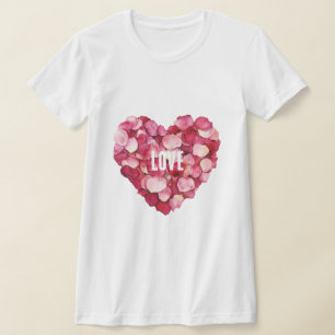 Red Rosa ros Petals Blommigt Kärlek T Shirt