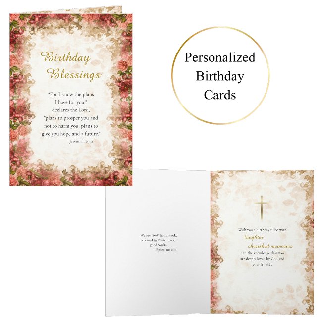 Red Rosa ros Ram ortodox Christian Birthday Kort (Skapare uppladdad)