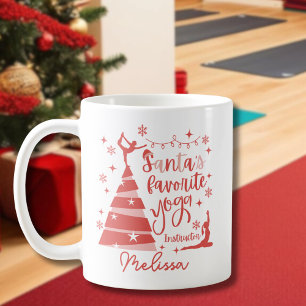 Red Rosa Santa's Favorite Yoga Instructor Kaffemugg