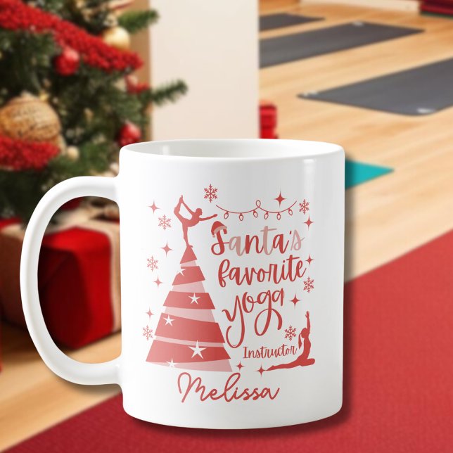 Red Rosa Santa's Favorite Yoga Instructor Kaffemugg (Skapare uppladdad)