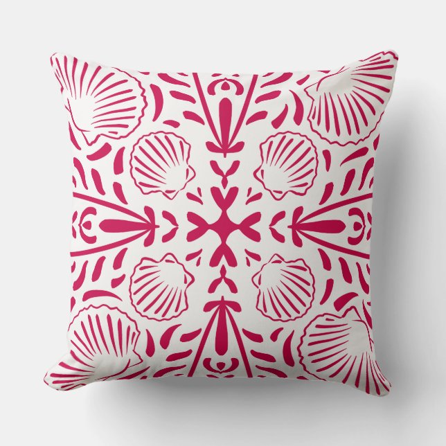 Red Rosa Sheashells Coral Modern Bold House Kudde (Framsida)
