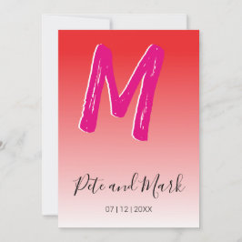 Red Rosa Simple Monogram New Epic Bröllop Inbjudningar