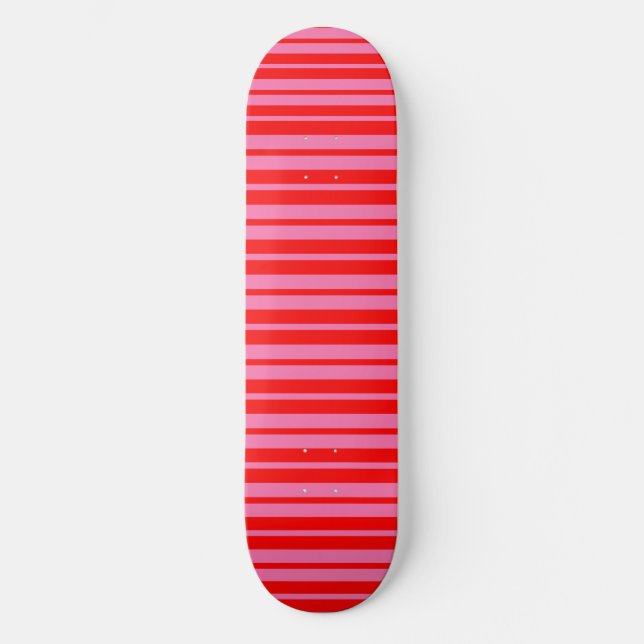 Red Rosa Snyggt Rand Mönster Design Mini Skateboard Bräda 18,5 Cm (Framsida)