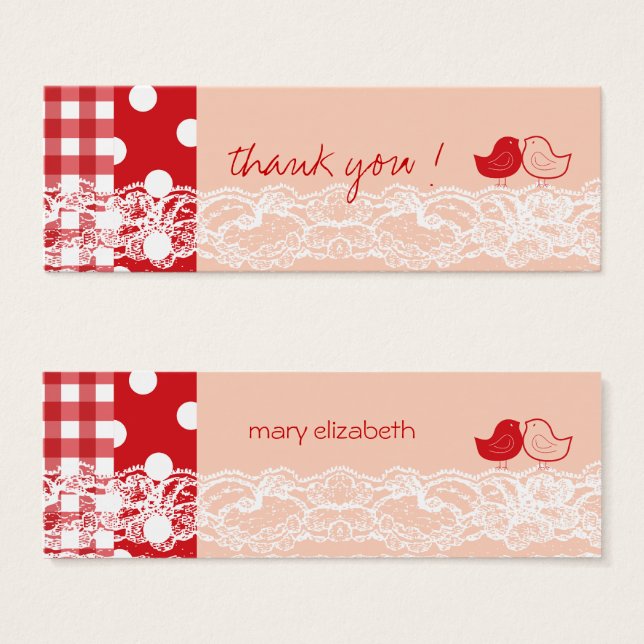 Red & Rosa Twin Birds Födelsedagsfest DIY Gift Mär Litet Visitkort (Framsida & baksida)