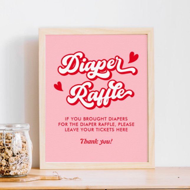 Red Rosa Valentine Baby Shower Diaper Raffle Poster (Skapare uppladdad)