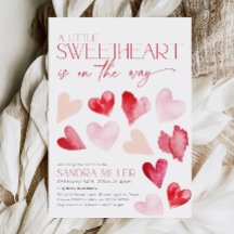 Red Rosa Valentine Hearts Baby Shower