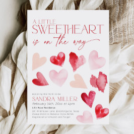 Red Rosa Valentine Hearts Baby Shower Inbjudningar