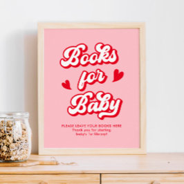 Red Rosa Valentines Baby Shower Bokar för Baby Poster
