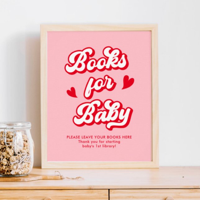 Red Rosa Valentines Baby Shower Bokar för Baby Poster (Skapare uppladdad)