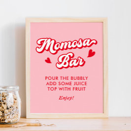 Red Rosa Valentines Baby Shower Momosa Pub Poster