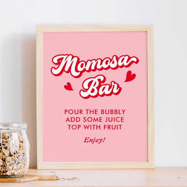 Red Rosa Valentines Baby Shower Momosa Pub Poster (Skapare uppladdad)