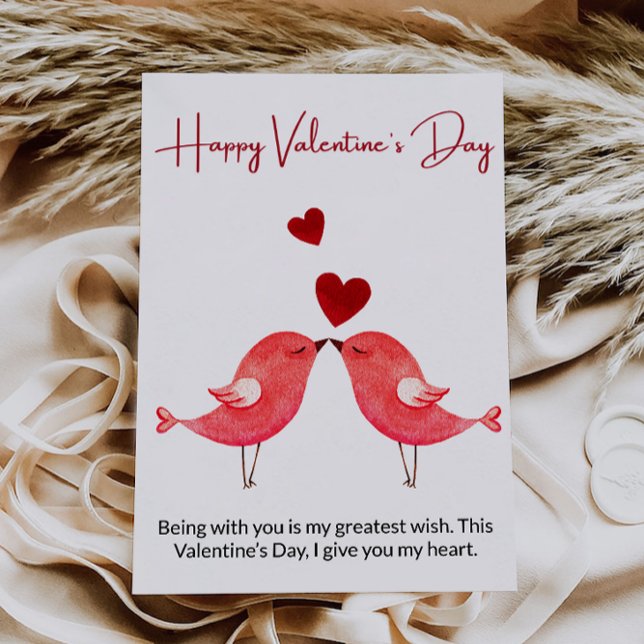 Red rosa Valentine's Card Julkort (Red pink Valentine's Card)