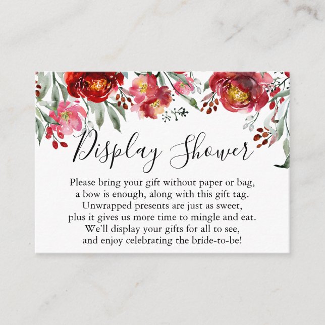 Red Rosa Watercolor Flowers No Wrap Möhippa Tilläggskort (Framsida)