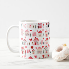 Red Rosa Watercolor Houseuppvärmning Kaffemugg