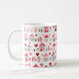 Red Rosa Watercolor Houseuppvärmning Kaffemugg