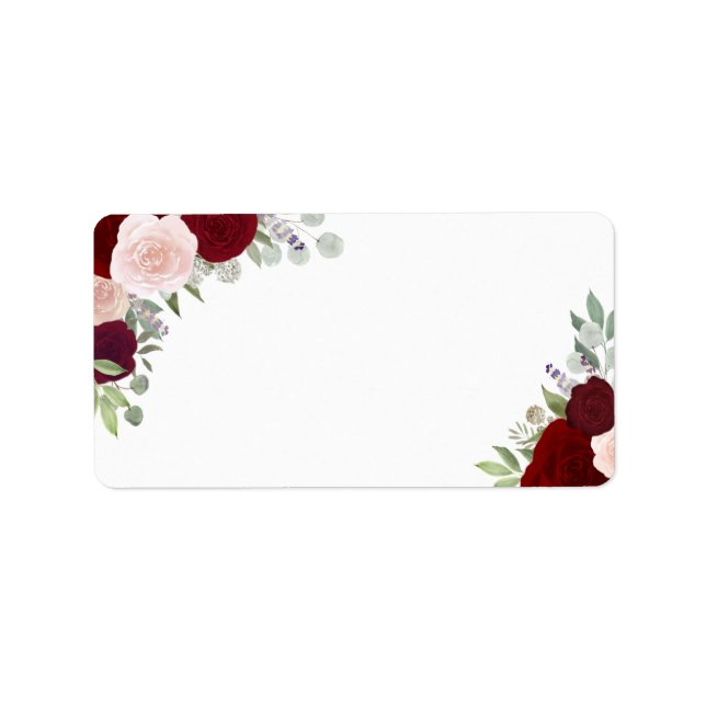 Red & Rosa Watercolor Ro Blank Bröllop Adress Adressetikett (Framsidan)