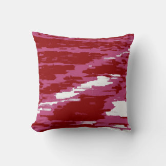 Red Rosa White Abstrakt Wave Retro Pillow Kudde