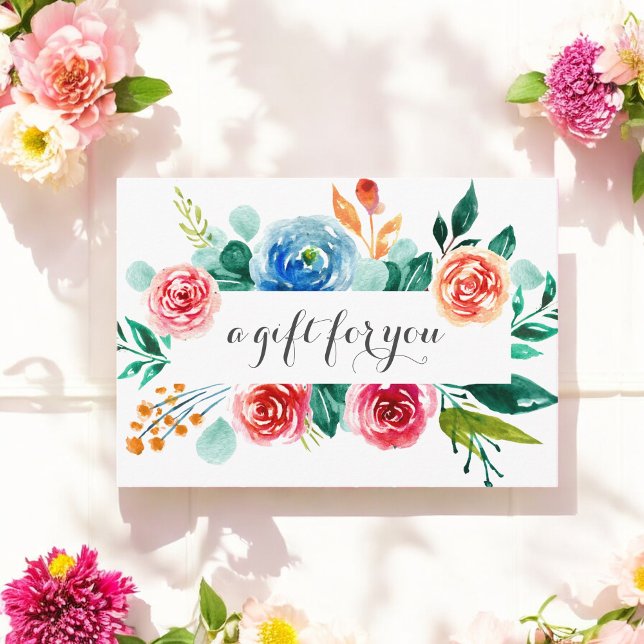 Red Rosa White Blommigt Business Gift Certificate (Skapare uppladdad)