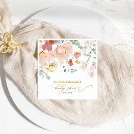 Red & Rosa WildblommBaby Shower Napkins Pappersservett