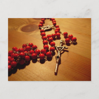 Red Rosary Postcard Vykort