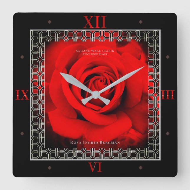 Red Rose [Acrylic Wall Clock] Fyrkantig Klocka (Framsida)