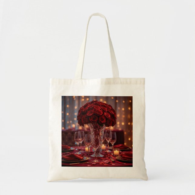 Red Rose Aesthetic Valentine Romantic Tote Bag Tygkasse (Framsidan)