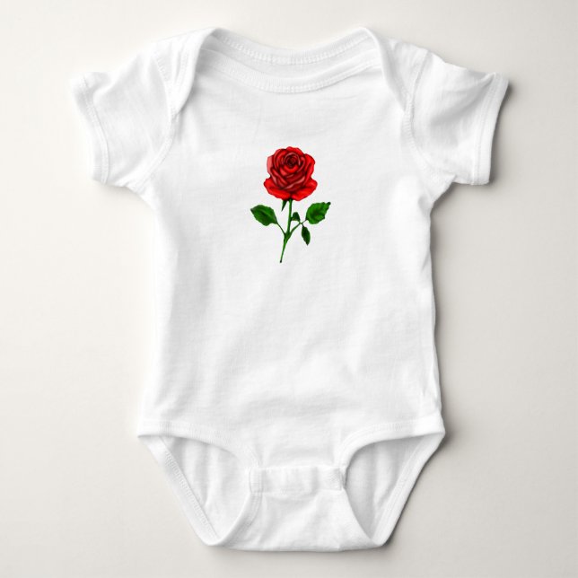 Red Rose Baby Bodysuit T Shirt (Framsida)