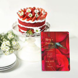 Red Rose Birthday Card Tack Kort