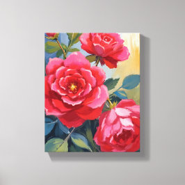 Red Rose Bush | Watercolor Floral Painting Canvastryck