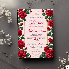 Red Rose Classic Romantic Elegant Floral Inbjudningar
