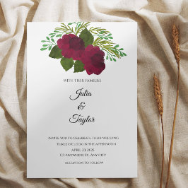 Red Rose Elegant Floral Invite Inbjudningar