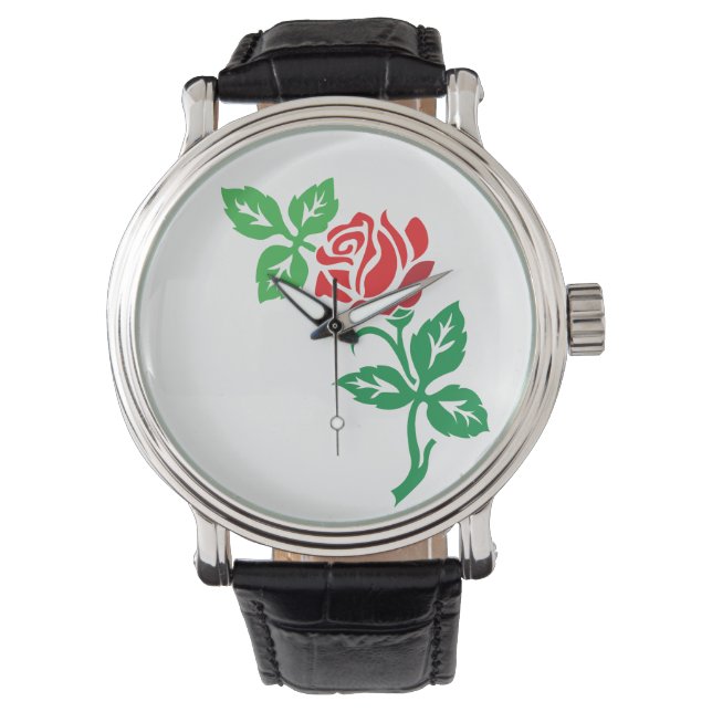 Red Rose Flower Design – Classic Floral Beauty Armbandsur (Framsida)