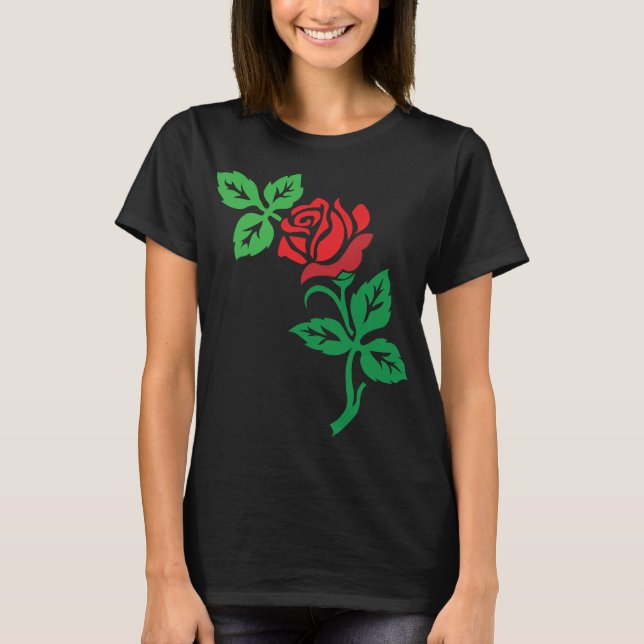 Red Rose Flower Design – Classic Floral Beauty T Shirt (Framsida)
