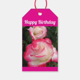 Red Rose Flower Floral Happy Birthday Roses Presentetikett