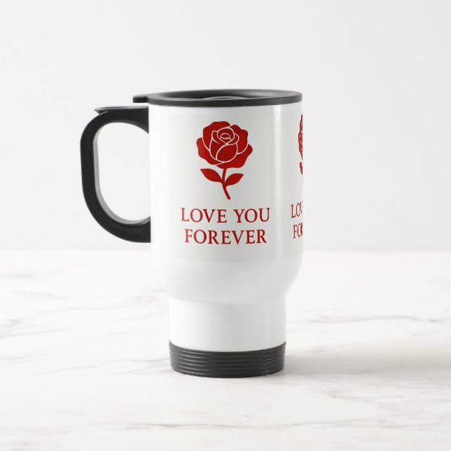 Red Rose Forever Message Valentine Heart Handle Resemugg (Vänster)